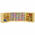 Jonti-Craft Baltic Birch cabinet with clear trays, mobile and foldable 96'' x 15'' x 29 1/2'', 26 sections. 53103230